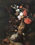 Rachel Ruysch flowers around a tree trunk with insects and other anim Art A4 Photo Print