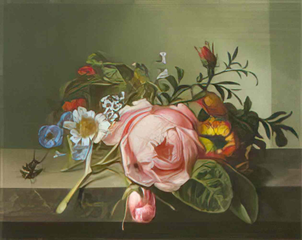 Rachel Ruysch spray of flowers with a beetle on a stone balustrade 17 Art A4 Photo Print