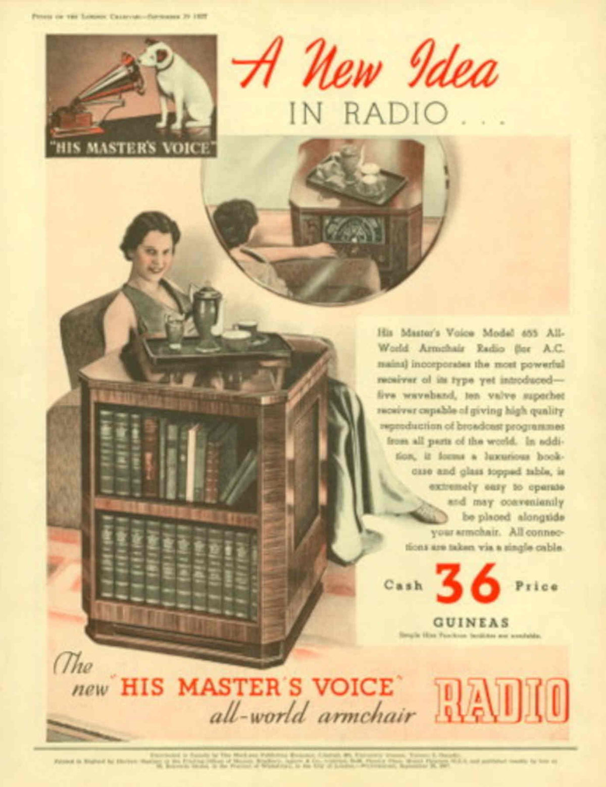 Radio Armchair Books 1930s Vintage Retro Advert Poster