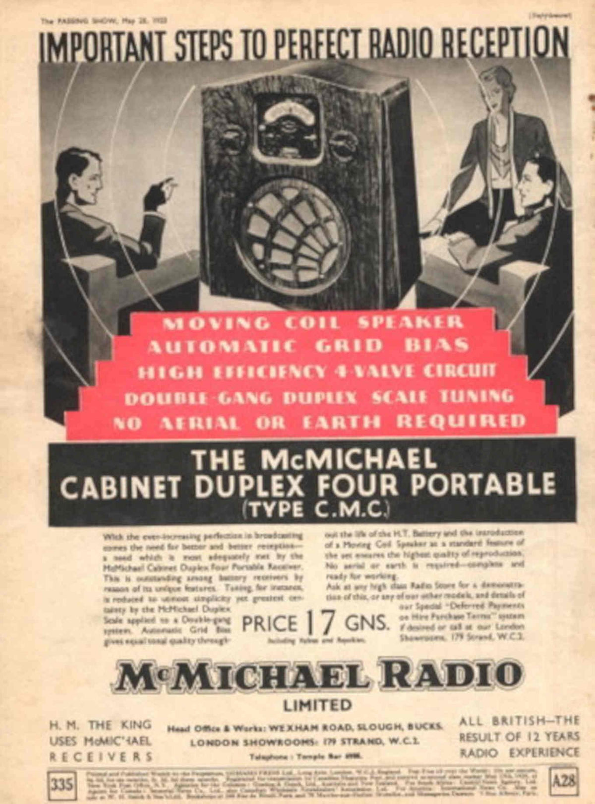 Radio Cabinet Four 1930s Vintage Retro Advert Poster