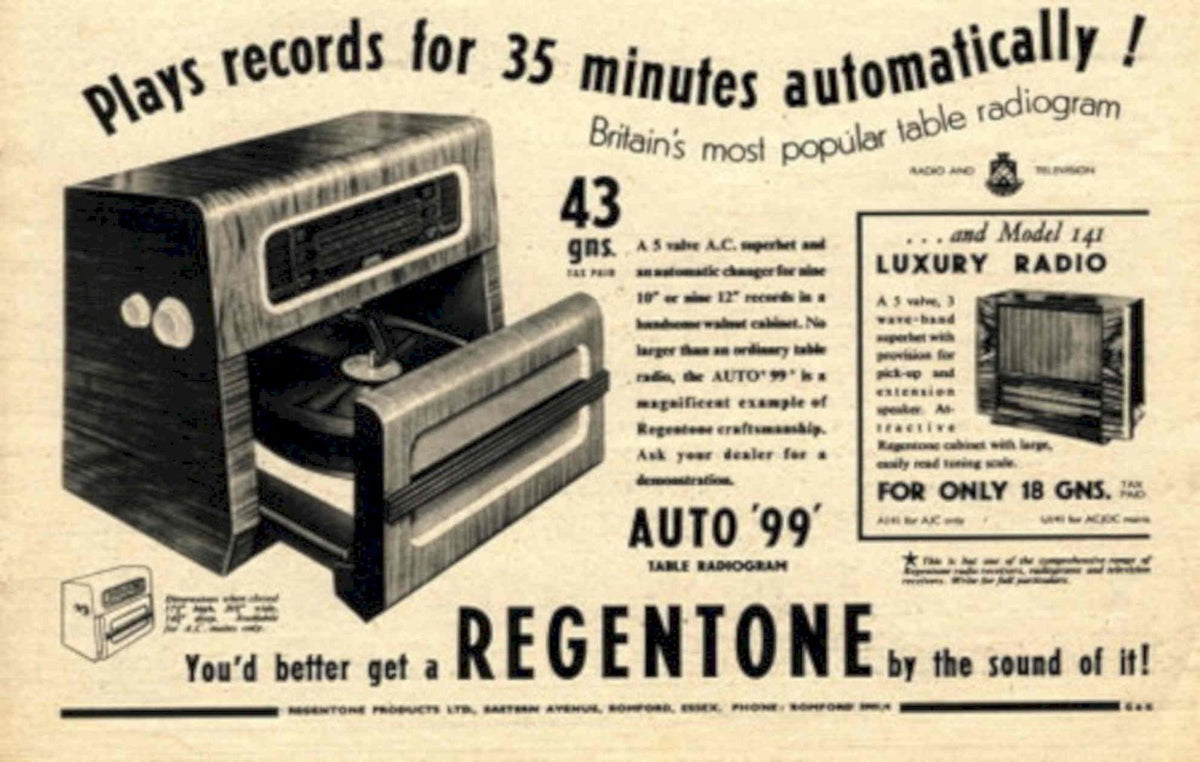Radiogram Regentone Changer 1950s Vintage Retro Advert Poster