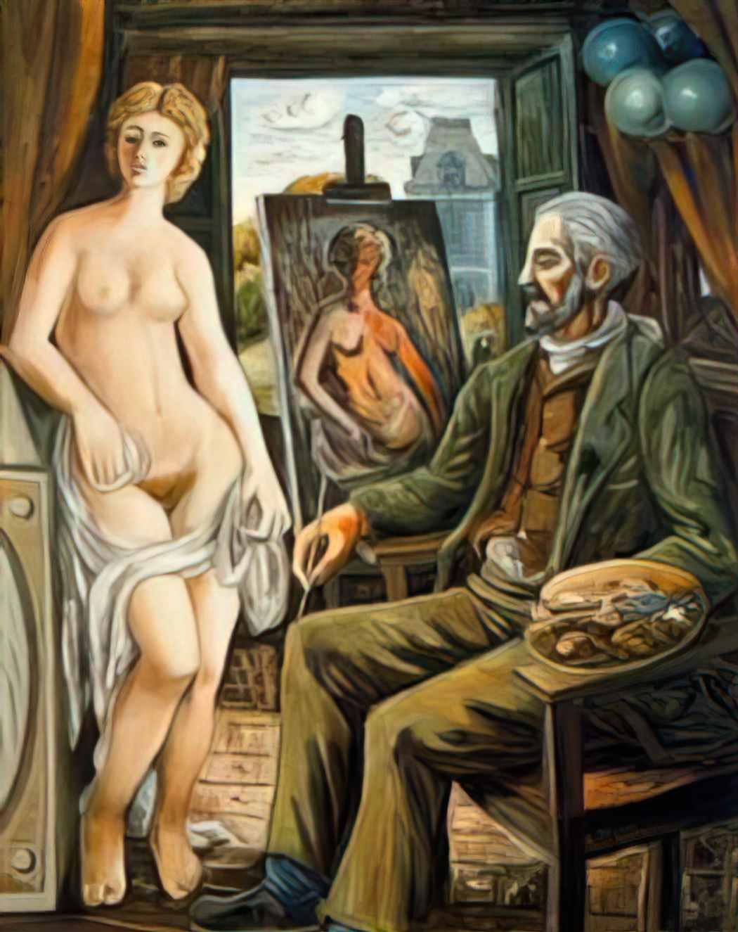 Rafael Zabaleta model and painter with easel 1945 Art A4 Photo Print
