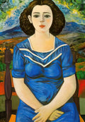 Rafael Zabaleta portrait of seated brunette 1948 Art A4 Photo Print