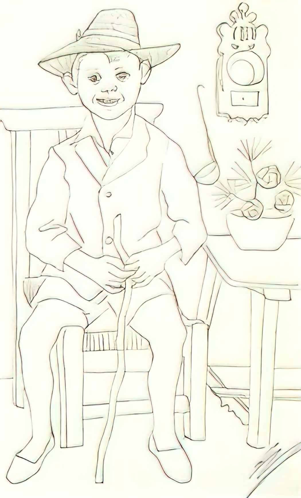 Rafael Zabaleta seated boy Art A4 Photo Print