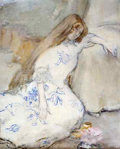 Raffaelli Jean Francois A Young Girl Resting A4 Photo Print