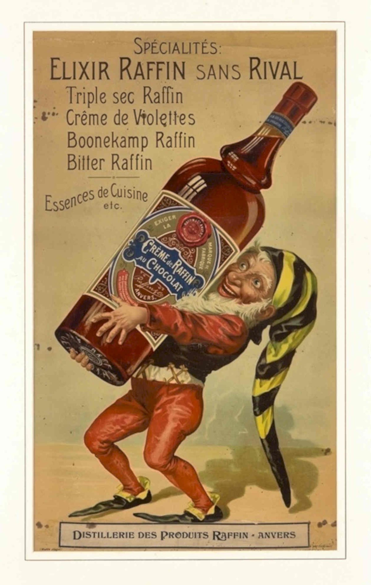 Raffin Exixir Clown Vintage Retro Advert Poster
