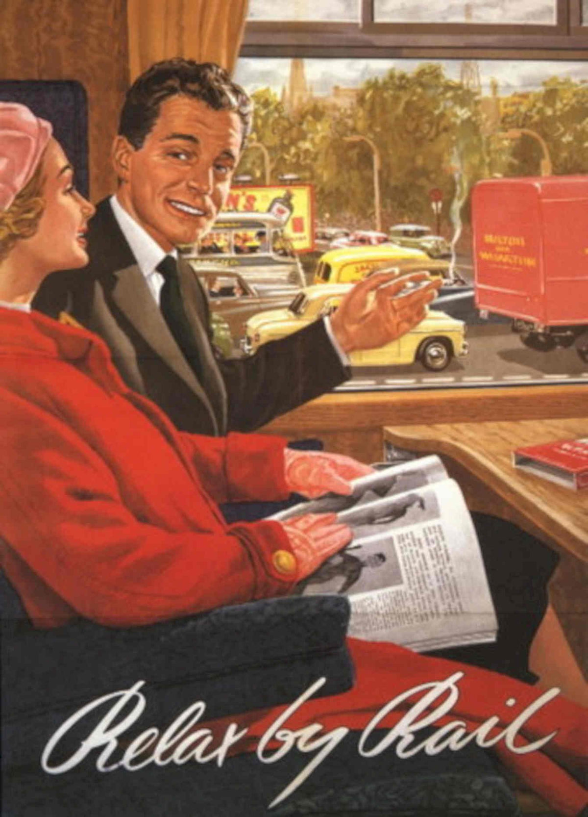 Rail Travel Scene 1950s Vintage Retro Advert Poster