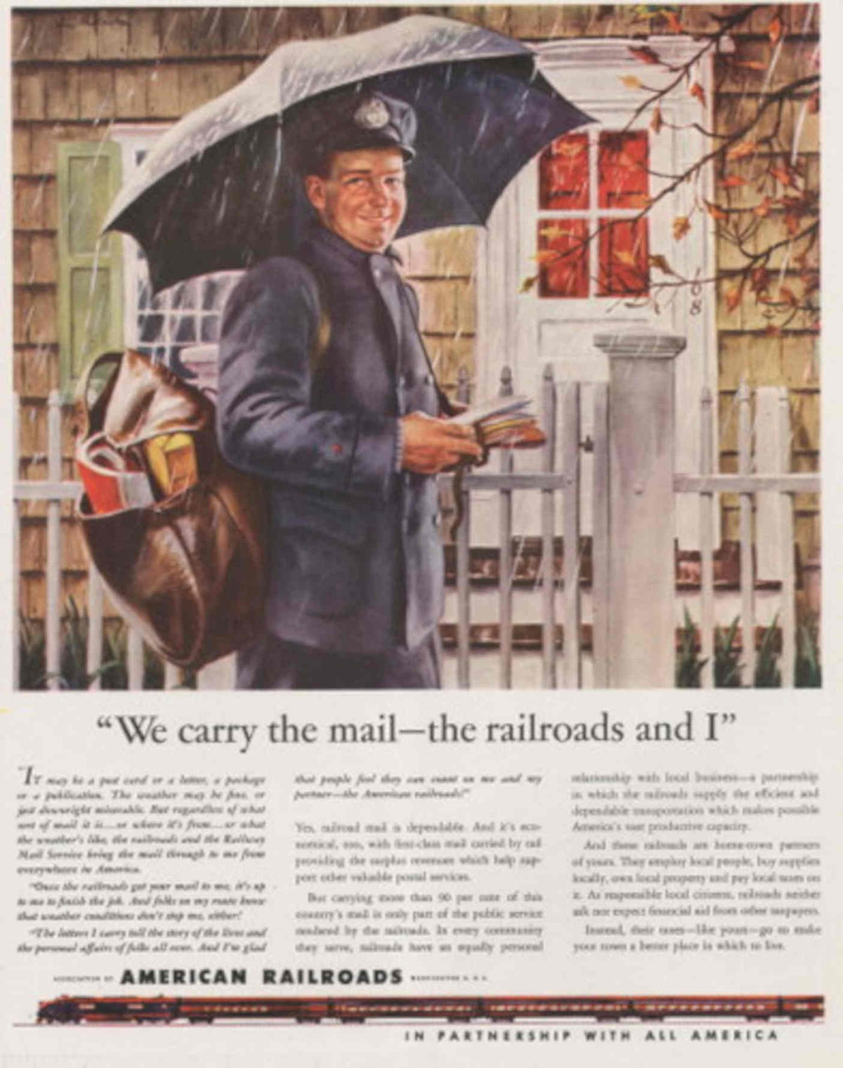 Railroad Mail Carrier 1950s Vintage Retro Advert Poster