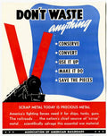 Railroad Scrap Metal American World War II Advert Poster