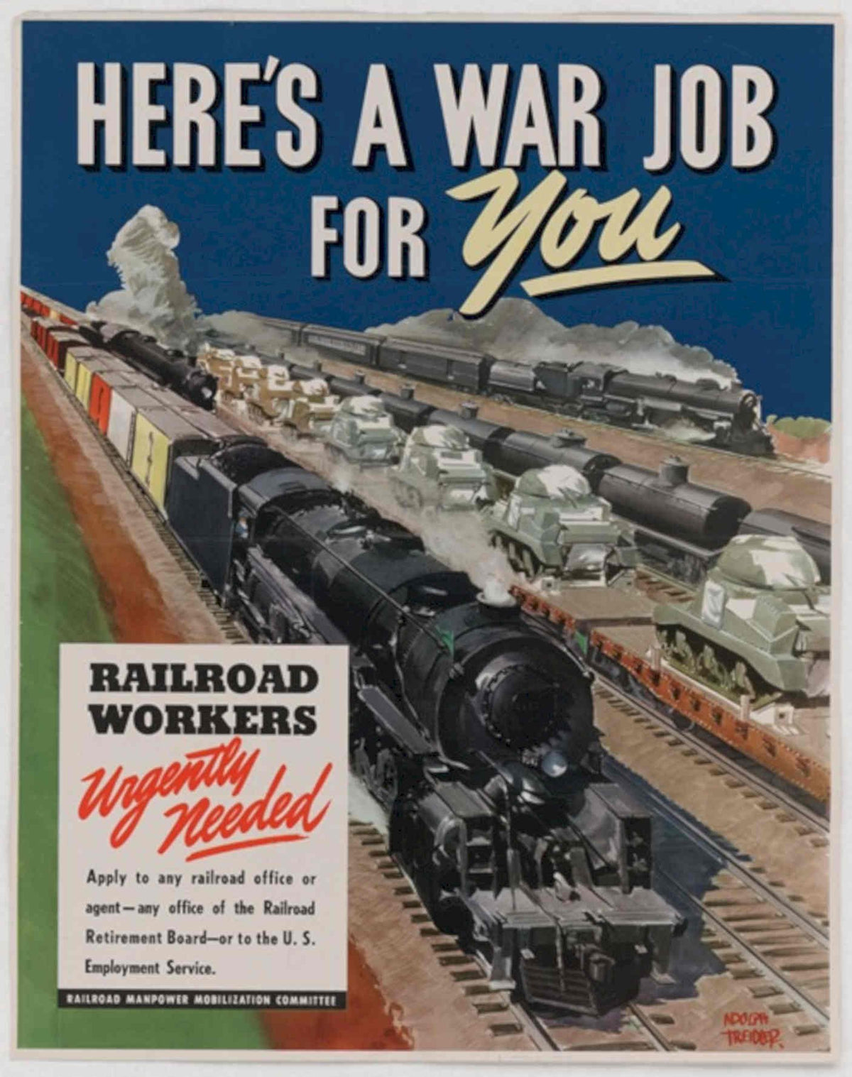 Railroad Workers War American World War II Advert Poster