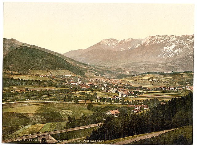 Railway Payerbach with the Raxalpe Styria Vintage A4 Photo Print