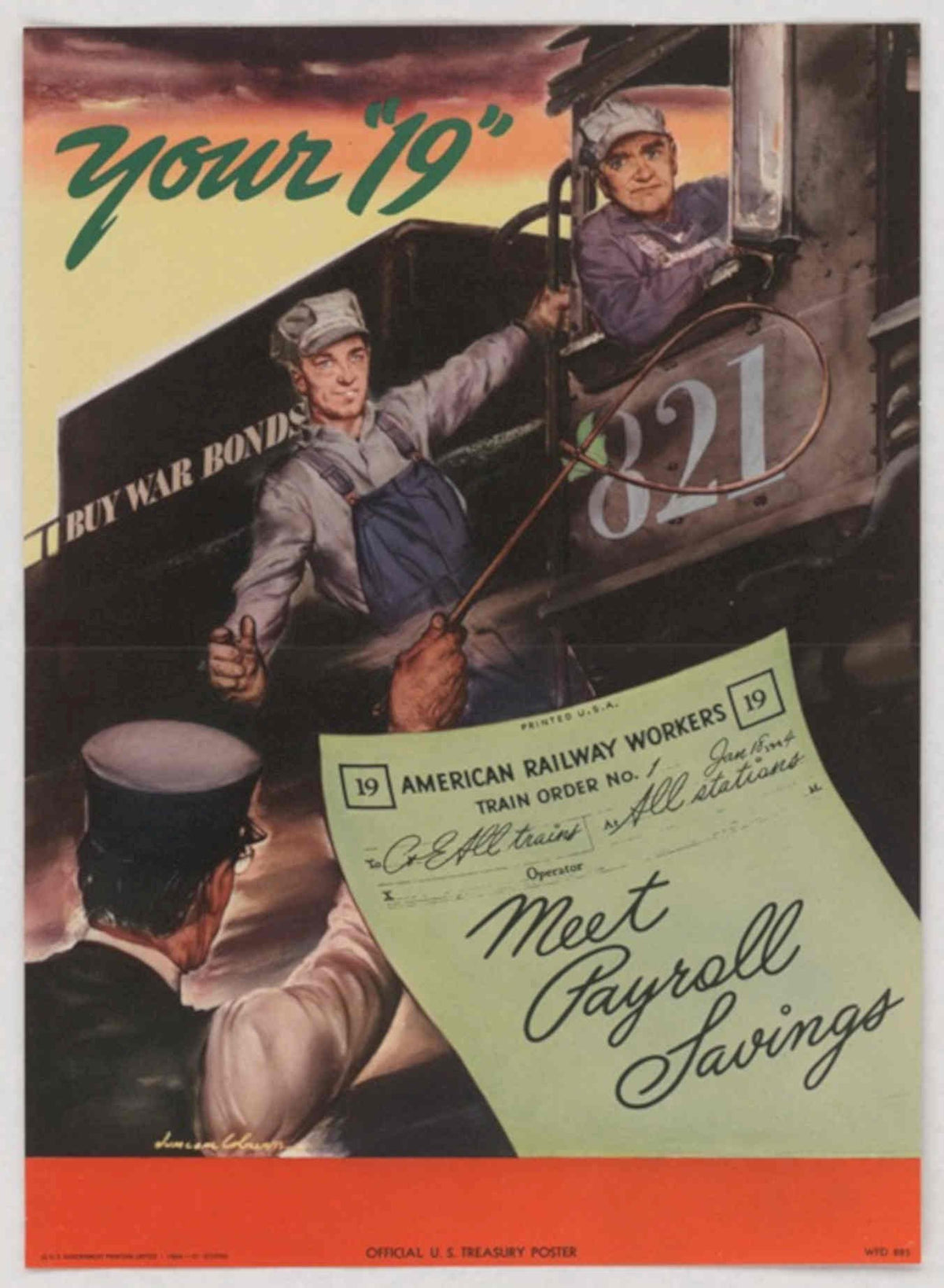 Railway Workers Train American World War II Advert Poster