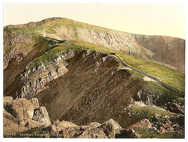 Railway and Crib Goch Snowdon Wales Vintage A4 Photo Print
