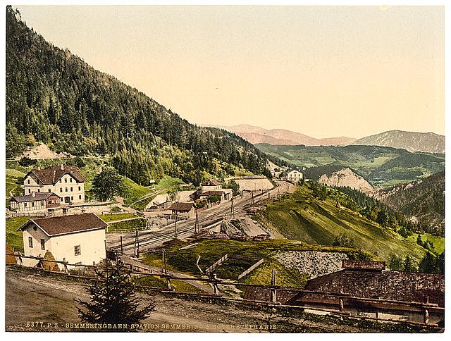 Railway and Hotel Stephanie Styria Vintage A4 Photo Print