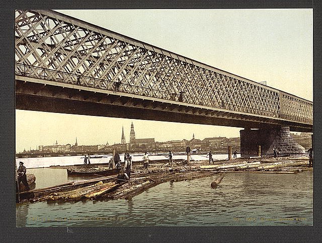 Railway bridge Riga Vintage A4 Photo Print