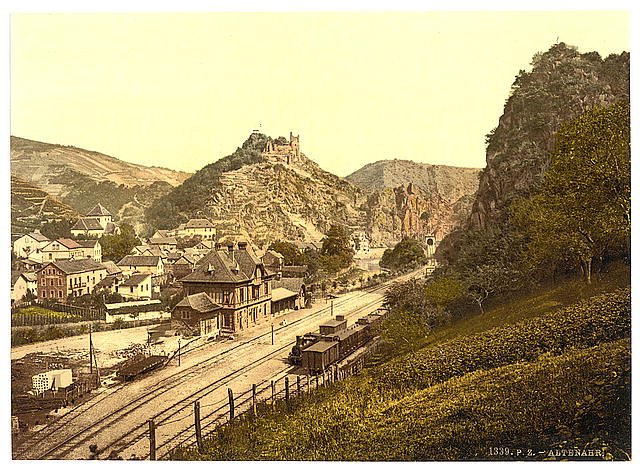 Railway station Altenahr the Rhine Vintage A4 Photo Print