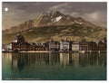 Railway station and Pilatus I Lucerne Vintage A4 Photo Print