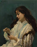 Raimundo de Madrazo raimundo madrazo aline jugando solitario Art A4 Photo Print
