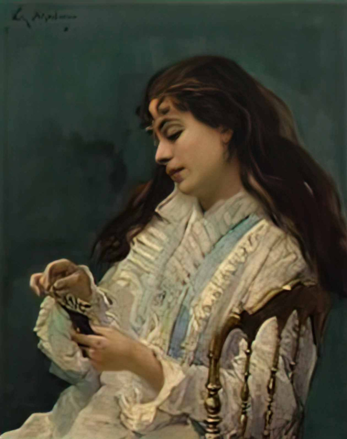 Raimundo de Madrazo raimundo madrazo aline jugando solitario Art A4 Photo Print