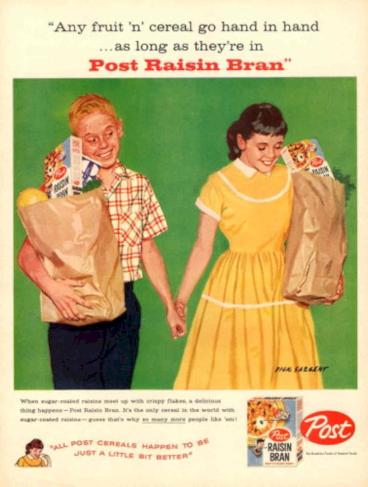 Raisin Bran Boxes 1950s Vintage Retro Advert Poster