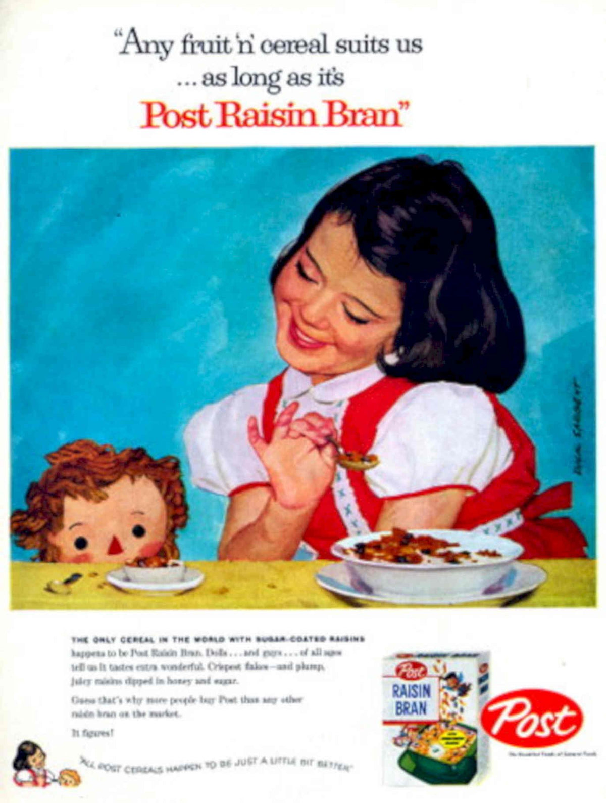 Raisin Bran Cereal 1950s Vintage Retro Advert Poster