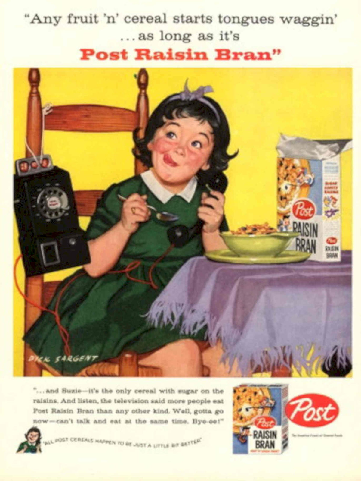 Raisin Bran Girl 1950s Vintage Retro Advert Poster