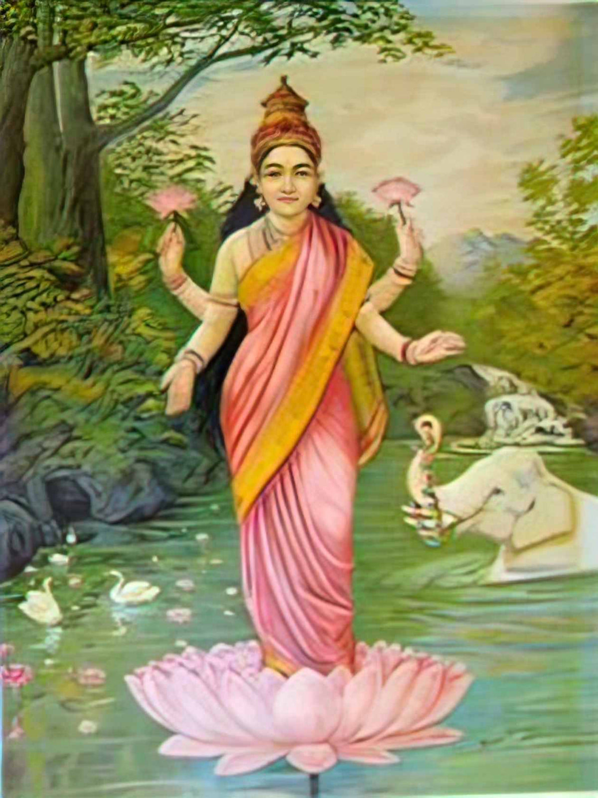 Raja Ravi Varma lakshmi the goddess of wealth 1906 Art A4 Photo Print