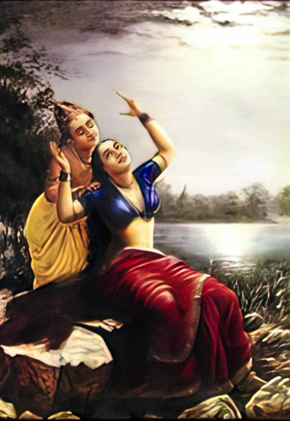 Raja Ravi Varma radha and madhav 1890 Art A4 Photo Print