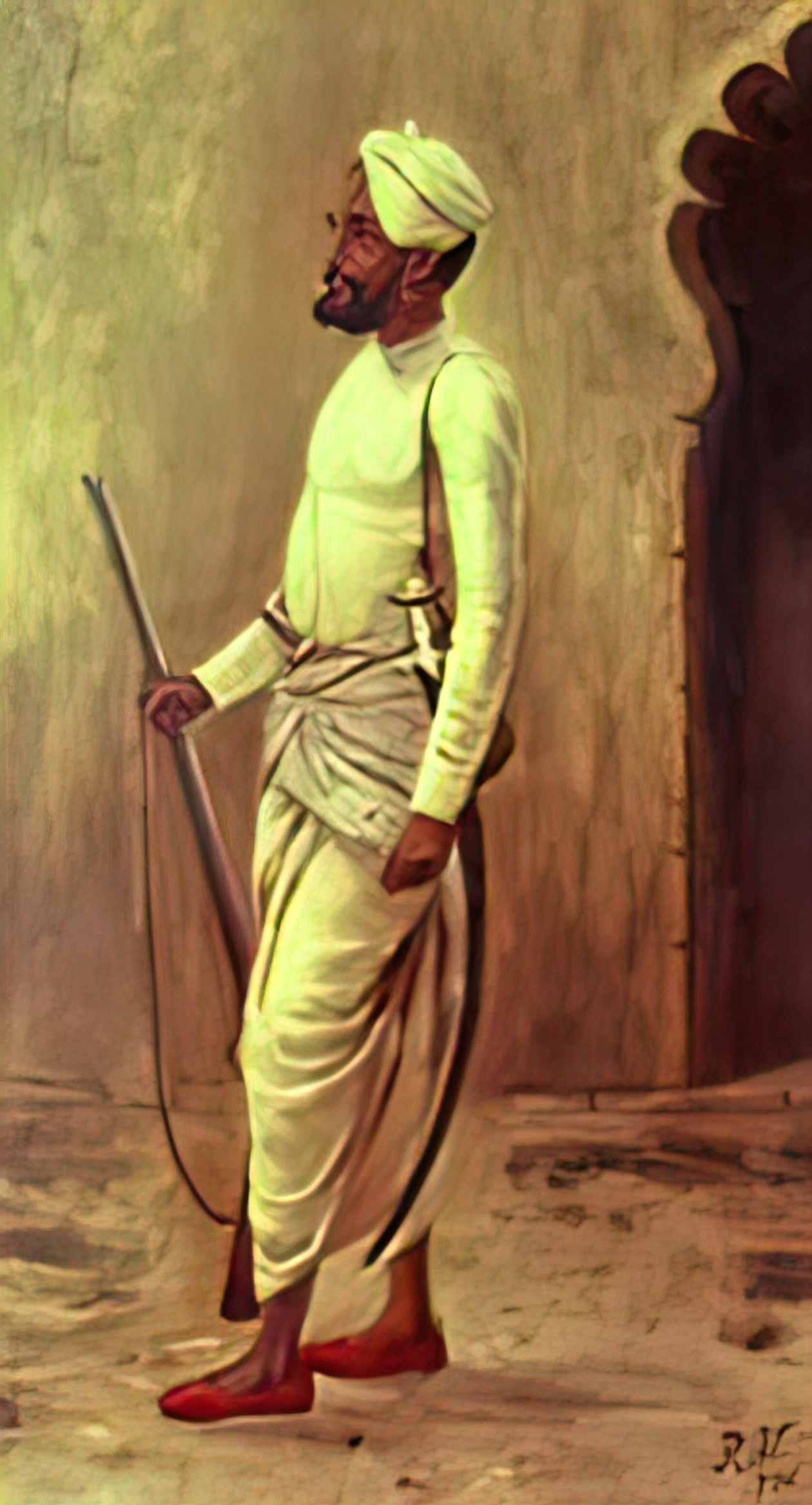 Raja Ravi Varma rajaputra soldier Art A4 Photo Print