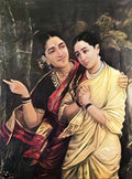 Raja Ravi Varma simhika and sairandri Art A4 Photo Print