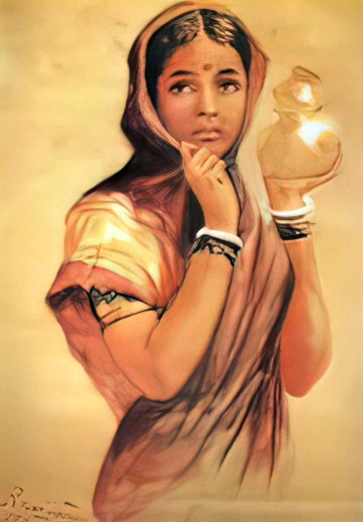 Raja Ravi Varma the milkmaid 1904 Art A4 Photo Print