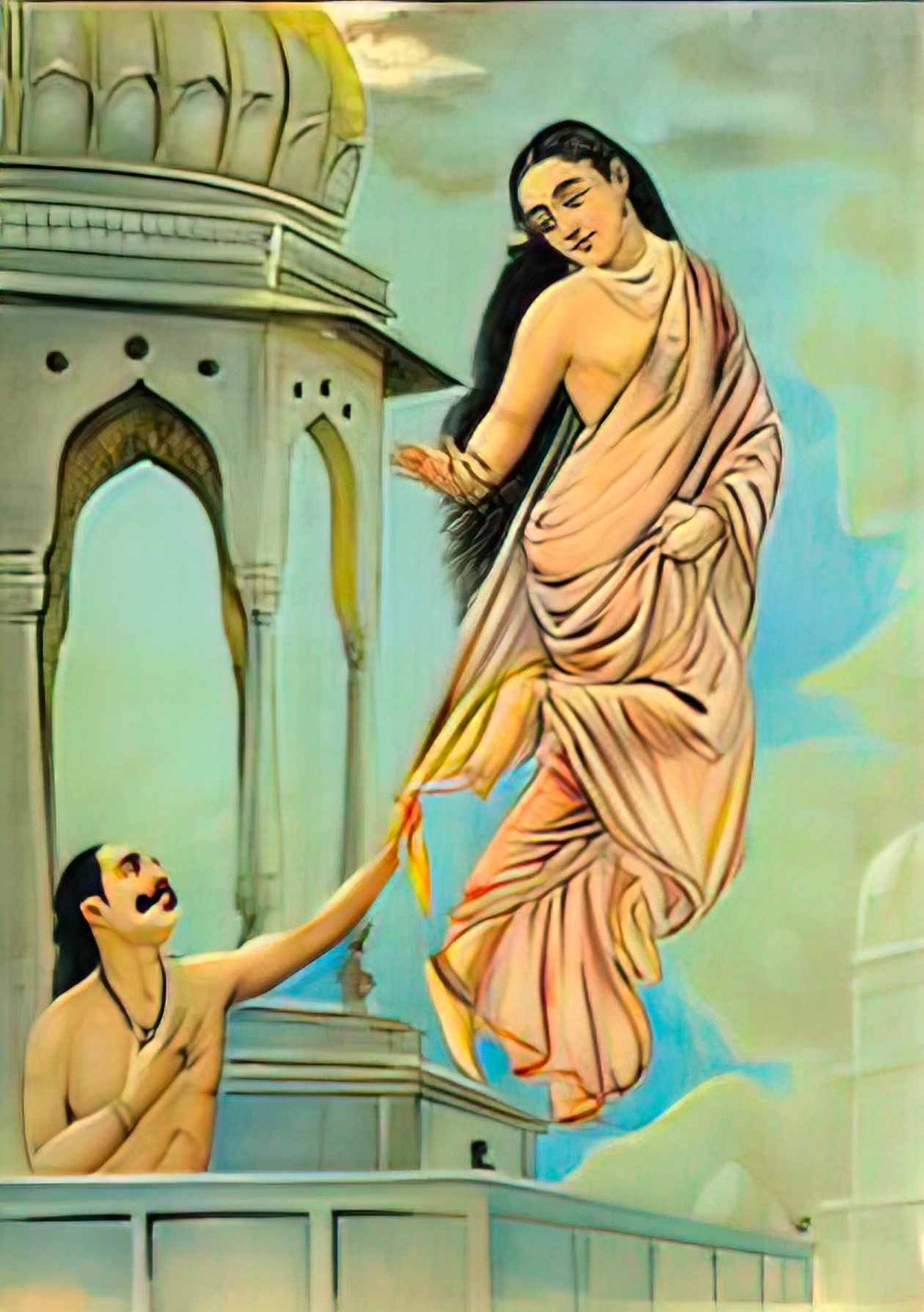 Raja Ravi Varma urvashi and pururavas Art A4 Photo Print