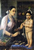 Raja Ravi Varma yasoda adorning krishna Art A4 Photo Print