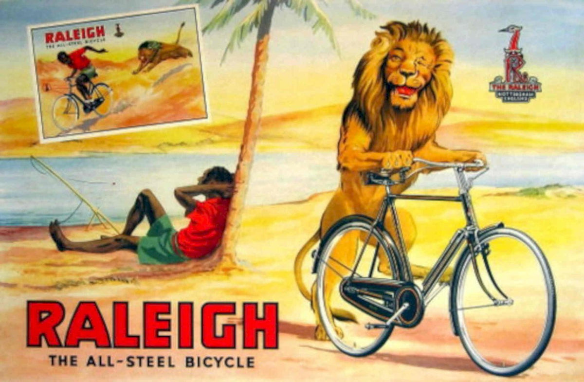 Raleigh Bicycle Beach 1930s Vintage Retro Advert Poster