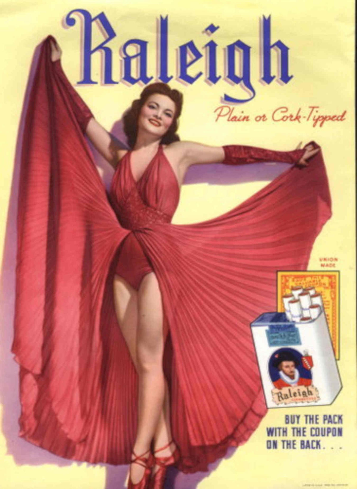 Raleigh Cigarette Woman 1930s Vintage Retro Advert Poster