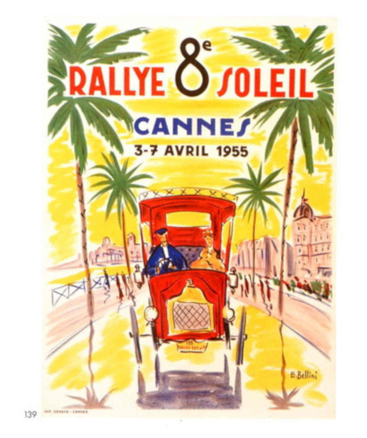Rallye Soleil Cannes 1950s Vintage Retro Advert Poster