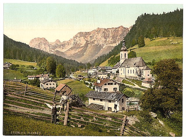 Ramsau general view Upper Bavaria Vintage A4 Photo Print