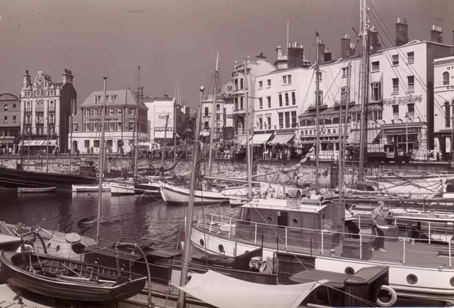 Ramsgate Harbour Boats Shops Vintage A4 Photo Print