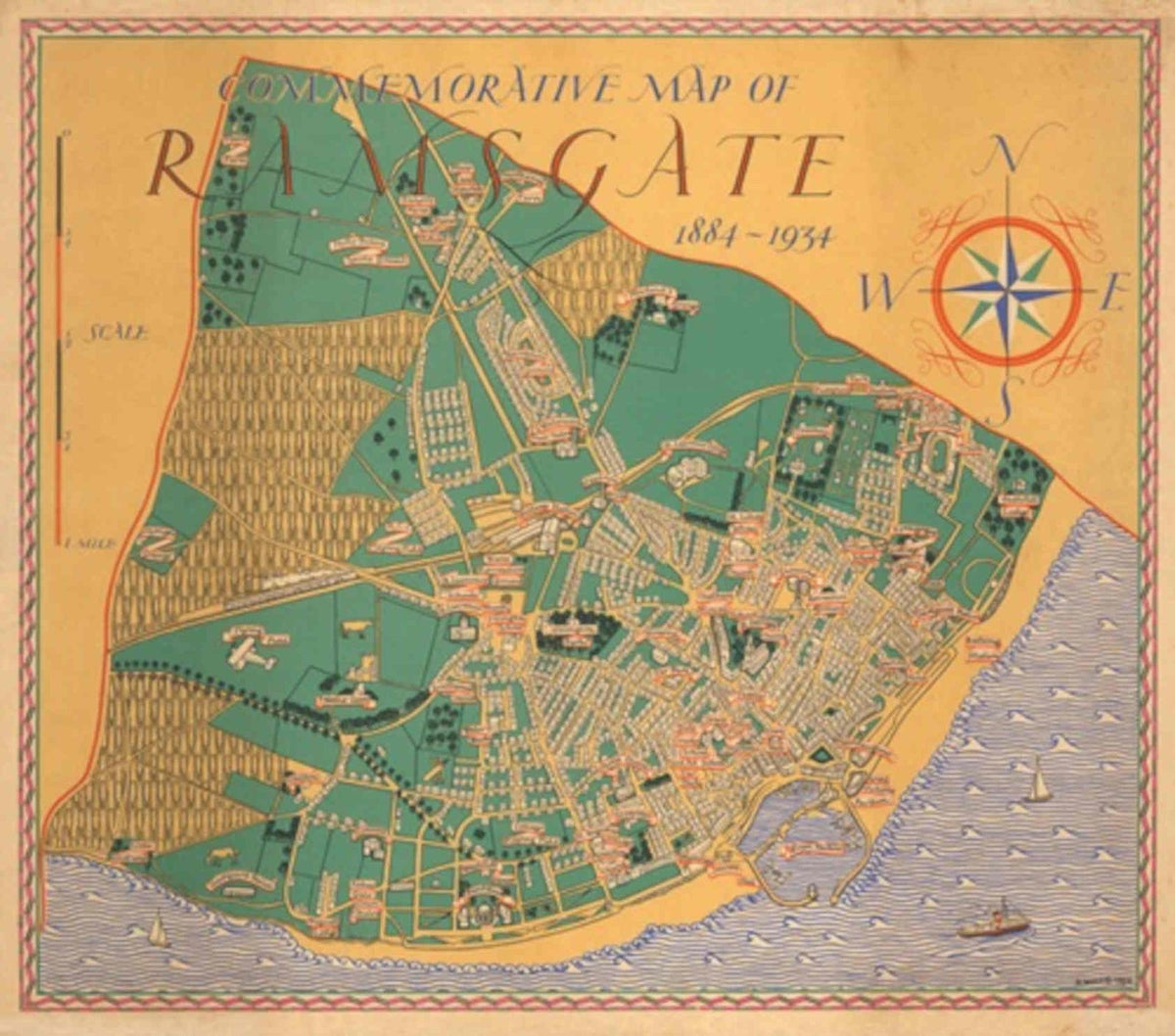 Ramsgate Map 1884 Vintage Retro Advert Poster