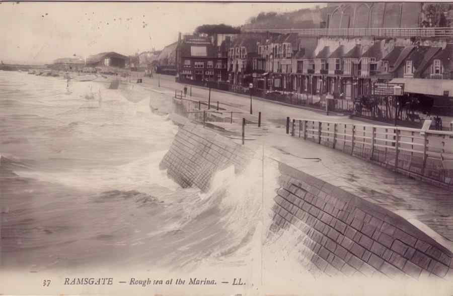Ramsgate Rough Sea At Marina 1907 Vintage A4 Photo Print