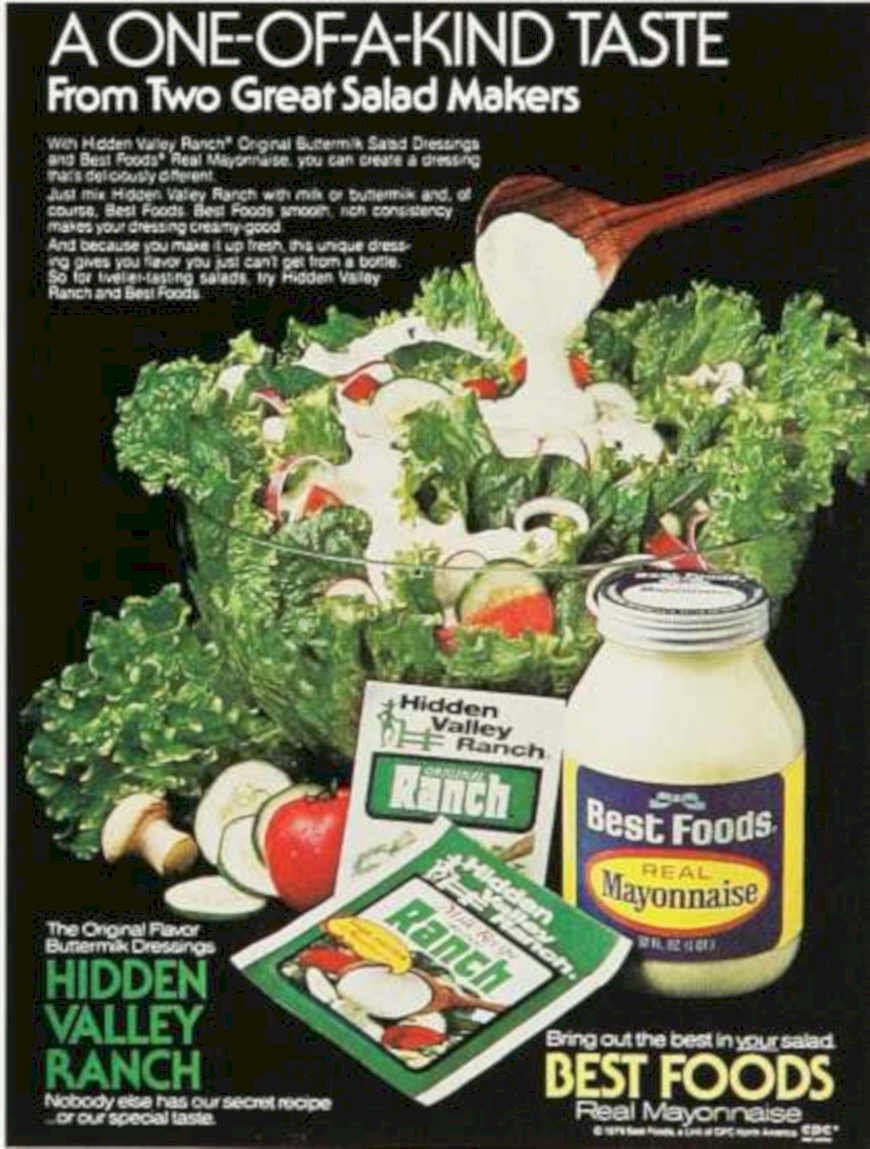 Ranch Mayonnaise Greens Vintage Retro Advert Ads A4 Photo Print