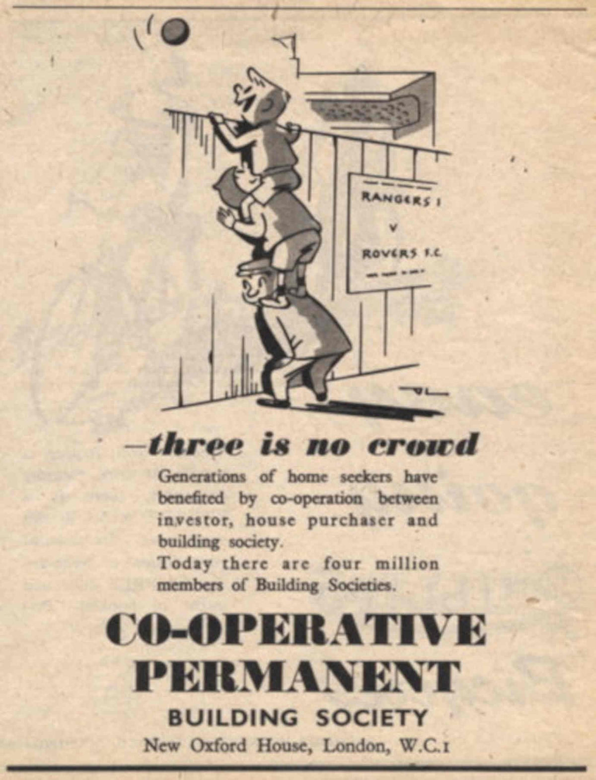 Rangers Rovers Building 1940s Vintage Retro Advert Poster