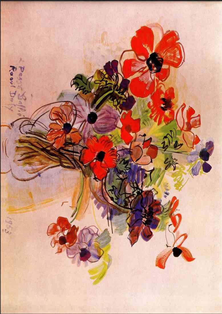 Raoul Dufy anemones 1953 A4 Photo Print