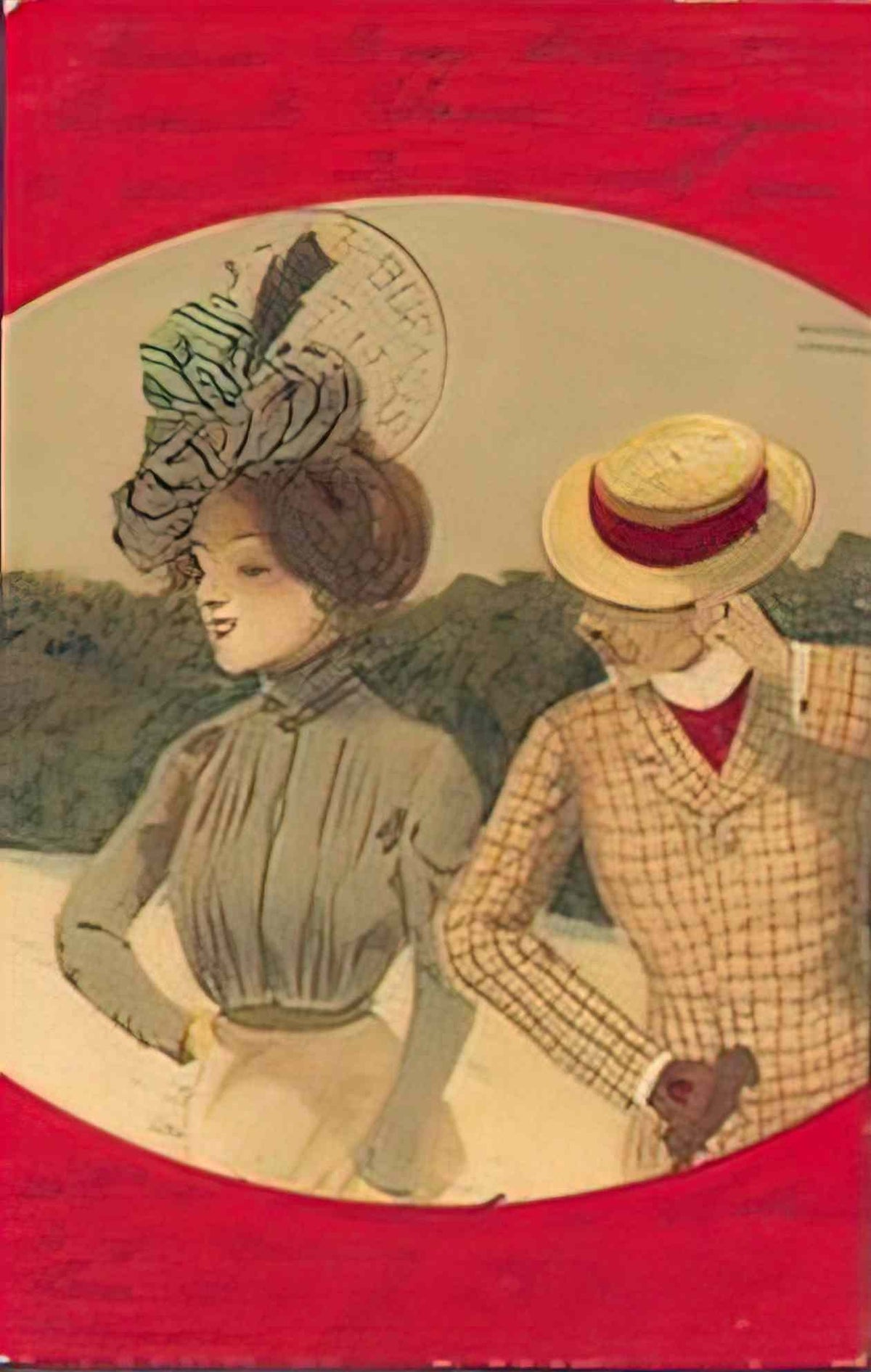 Raphael Kirchner couples between red borders 1901 4 Art A4 Photo Print