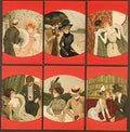 Raphael Kirchner couples between red borders 1901 Art A4 Photo Print