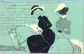 Raphael Kirchner figures on turquoise background 1901 3 Art A4 Photo Print