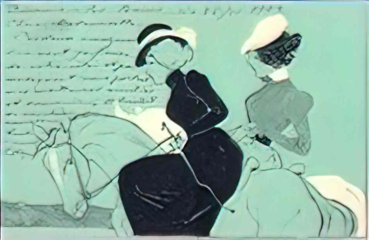 Raphael Kirchner figures on turquoise background 1901 3 Art A4 Photo Print