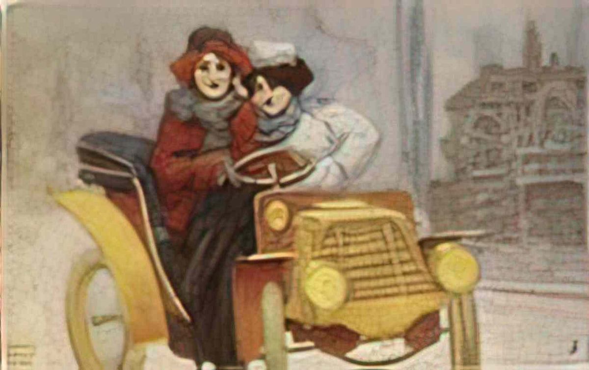 Raphael Kirchner flashing motorists 1904 2 Art A4 Photo Print
