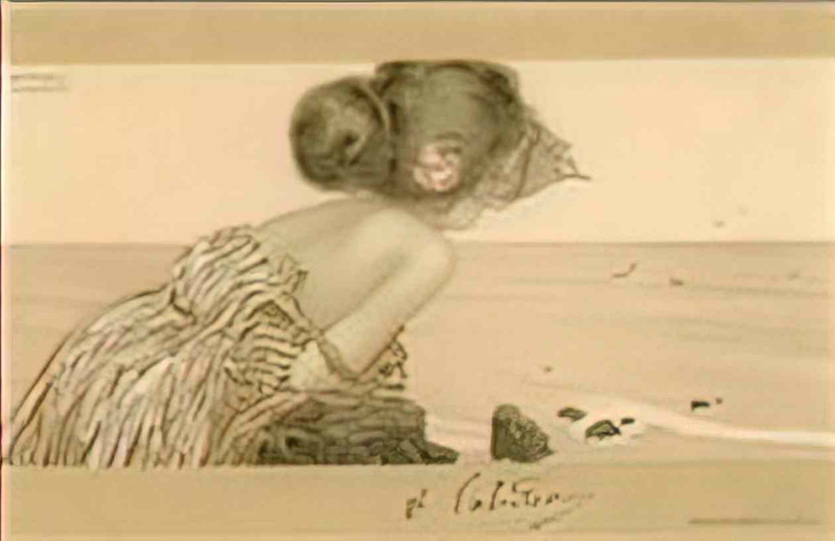 Raphael Kirchner girls between brown green borders 1901 7 Art A4 Photo Print