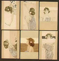 Raphael Kirchner girls between brown green borders 1901 Art A4 Photo Print
